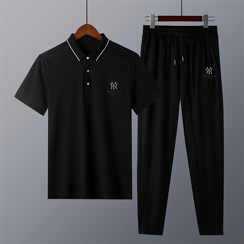 短袖运动服运动套装男士夏季薄款休闲运动服套装潮流冰丝T恤上衣图片
