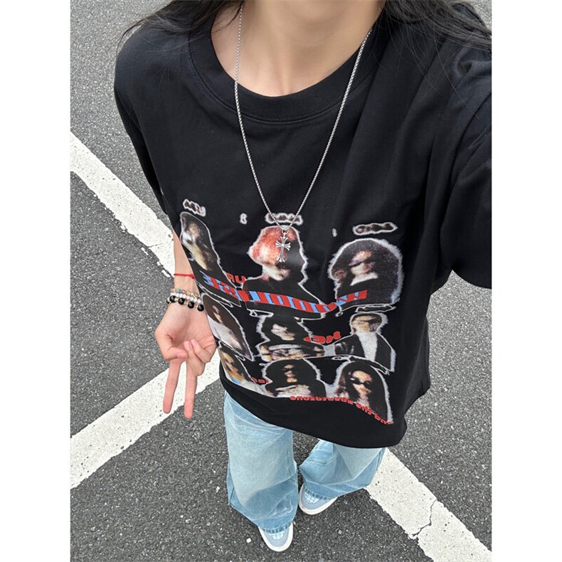 【档口现货】DT118LL-特P29模糊人像重磅短袖t恤男女款,男装T恤,星座1007（原301D）