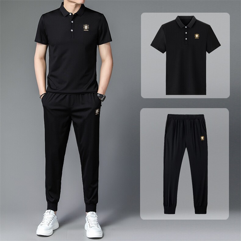 短袖t恤套装夏季两件套男士新款圆领半袖商务休闲服纯色男装服饰,男装休闲套装,电商B212（原钱塘6029）