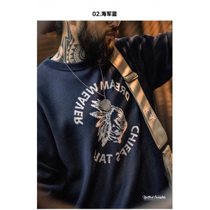 【现货】美式复古字母撞色毛衣男女秋冬套头圆领针织衫SM271 P41图片
