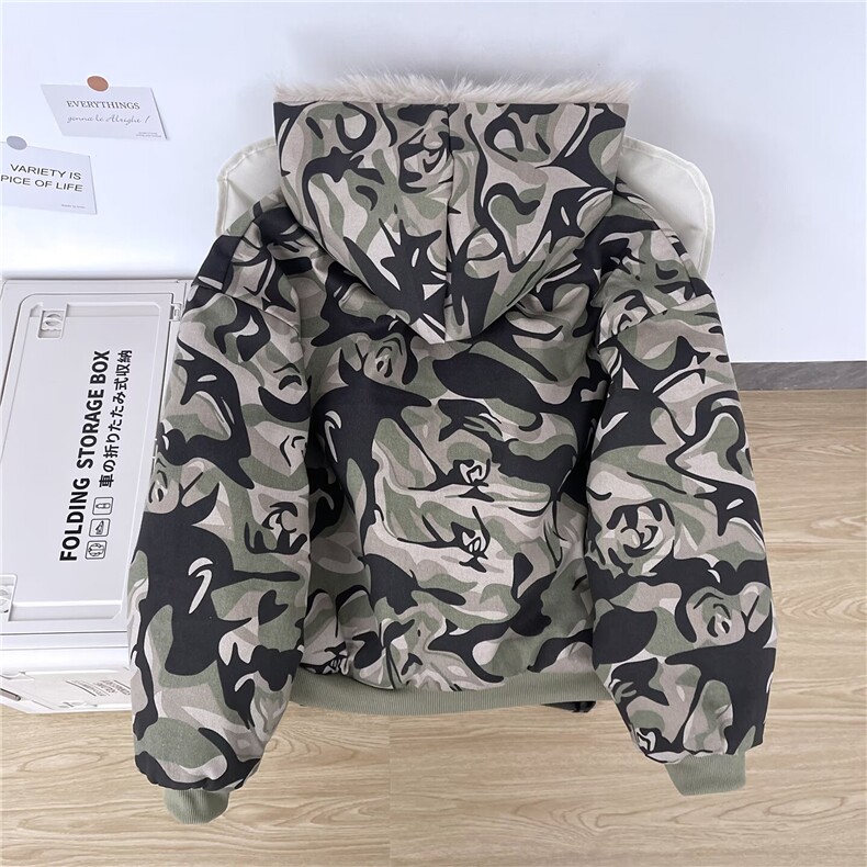 美式迷彩棉服冬季男女座山雕毛绒领棉衣ins工装棉袄M026-P110,男装棉衣,星座308B-2