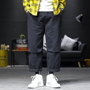 2021春秋季新日系沙发墙大码宽松男束脚松紧腰休闲长裤K236-P40图片