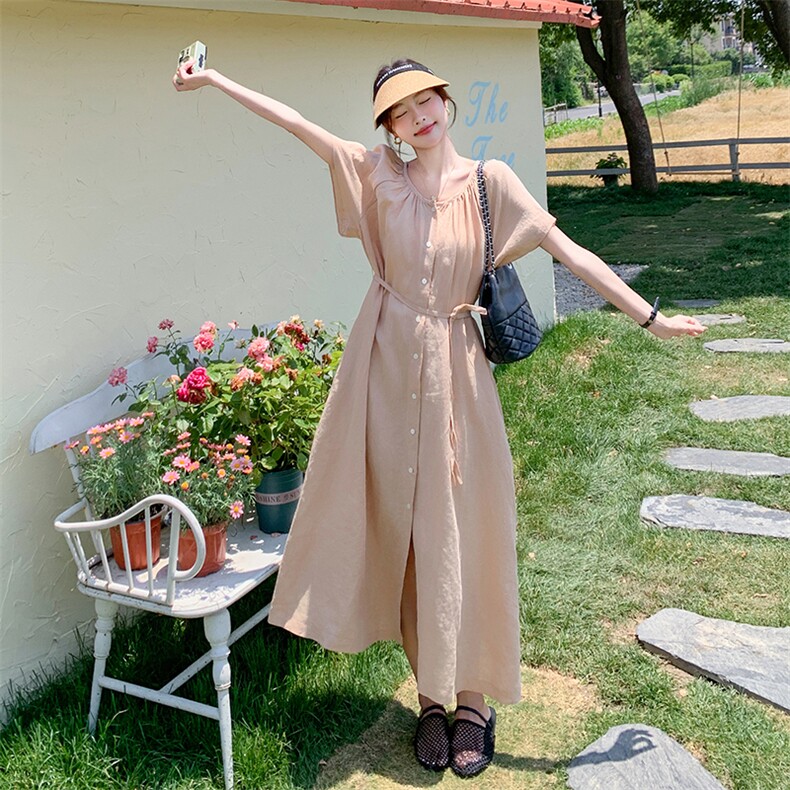 夏季韩版泡泡袖皱褶设计连衣裙5091P135K208,女装连衣裙,维壹