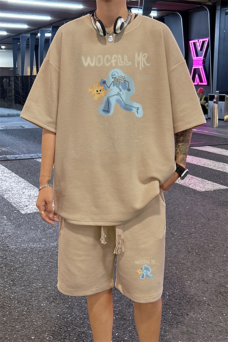 套装！华夫格套装短袖T恤短裤男TZ226-特P38,男装牛仔裤,电商B367