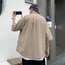 2025夏装多口袋工装短袖衬衫男宽松休闲大码衬衣C300P40，男装衬衫，电商C323