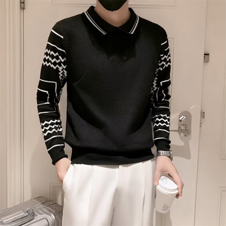 翻领毛衣男士秋冬季长袖打底衫修身气质潮牌男装针织衫S542-P48,男装针织衫/毛衣,星座1109-3