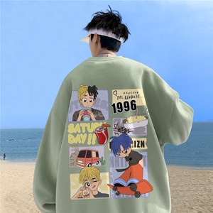 ！直播品质 重磅宽松港风卡通男孩印花圆领卫衣WY103-特p28图片