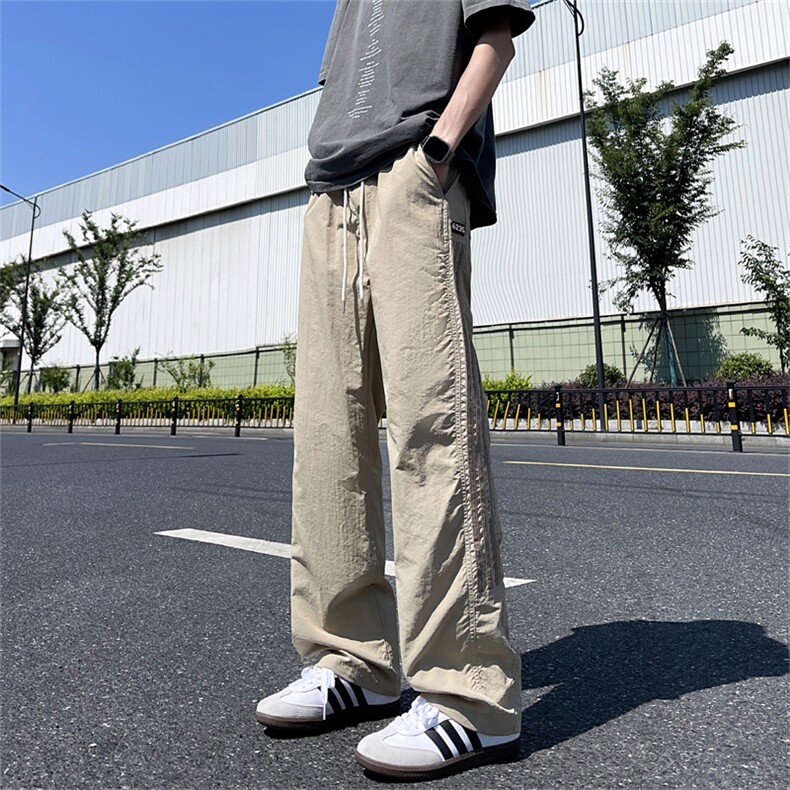 夏季薄款速干休闲裤男潮流三条杠宽松直筒运动裤子K04537-P38,女装休闲裤,星座308B-2