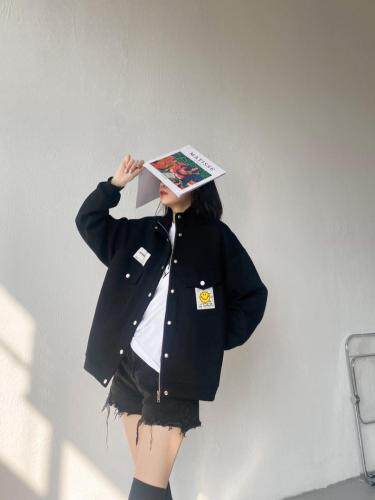 贴标廓形外套，女装，G7V7