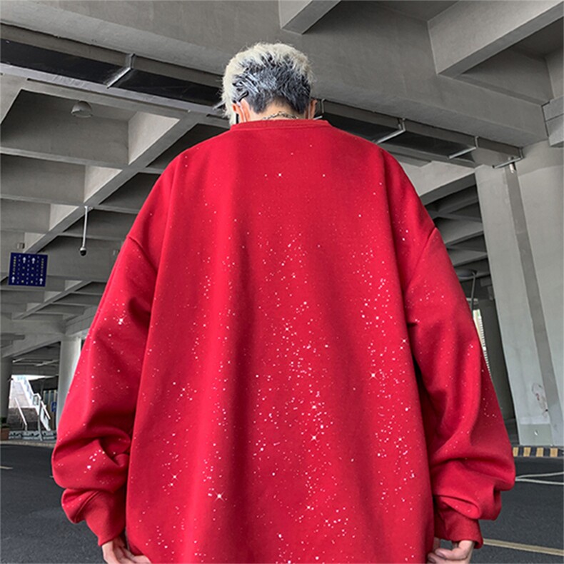 抖音得物高品质重磅全棉二开支持退换360克满天星圆领卫衣CM09,男装卫衣,电商A486