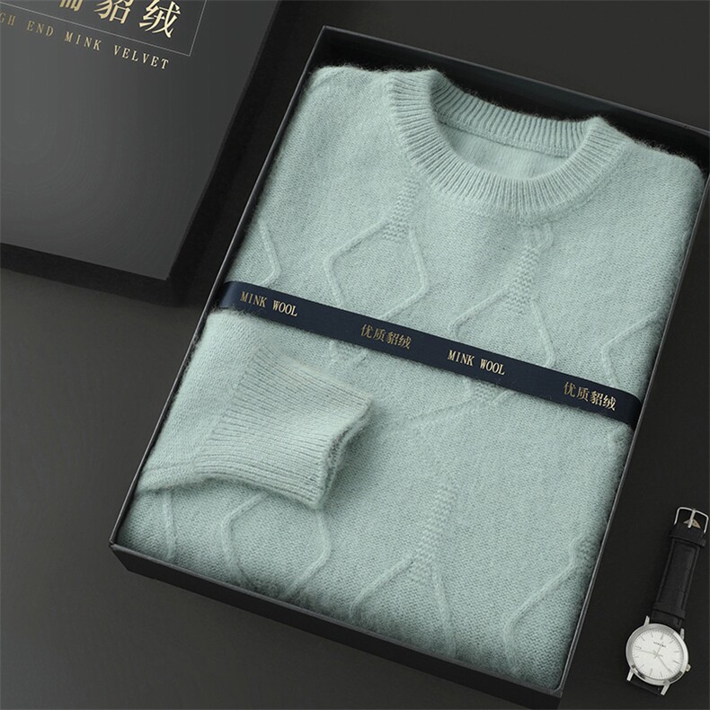 秋冬新款高品质男士圆领貂绒衫 舒适保暖 时尚百搭图片