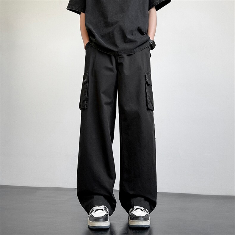 军绿色纯棉工装裤男生2025春季新款宽松直筒裤子K813P49控89,男装休闲裤,星座914-1