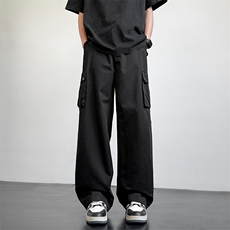 军绿色纯棉工装裤男生2025春季新款宽松直筒裤子K813P49控89，男装休闲裤，星座914-1