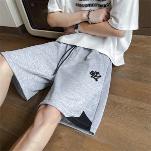 短裤男夏季拼接美式潮牌ins休闲宽松五分中裤子1001-1-DK37-P33图片