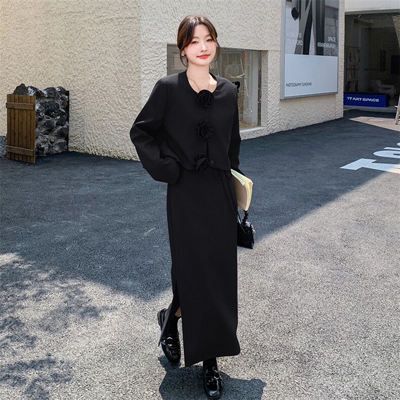 新品现货韩系立体花西装半裙套装F565-P165-K228,女装套装/套裙,2C255