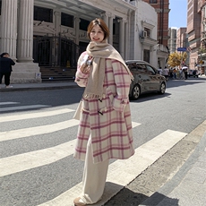 现货2025年冬季女装女士精品格子毛呢外套，女装毛呢外套，2C120