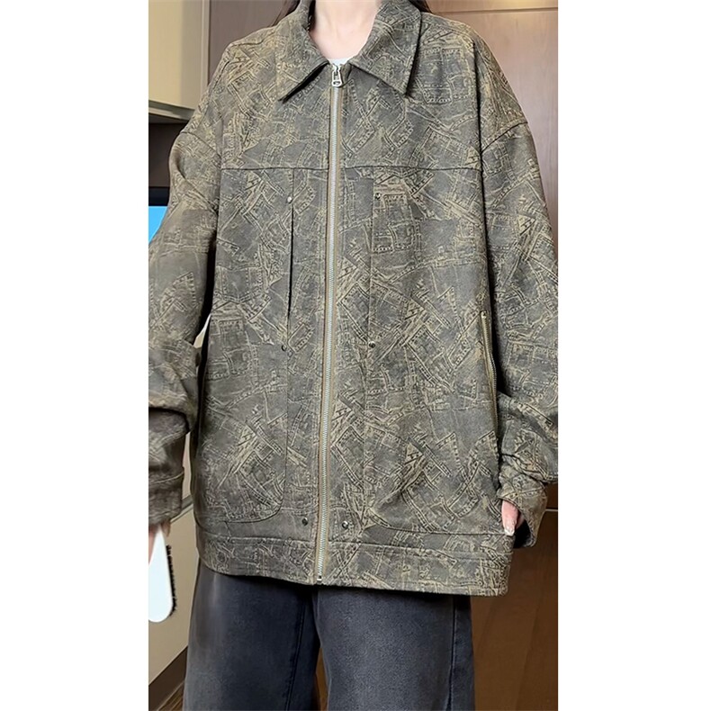 潮牌美式铆钉夹克秋款仿麂皮工装美拉德夹克外套504-W29-P75,男装夹克,星座504