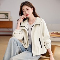 小个子短外套女户外防风标准连帽女士短款是无长袖薄2026年春季，女装短外套，悦祺