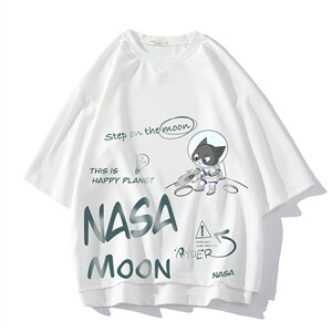 Q11187-P30NASA联名同款春夏季七分袖t恤大码五分袖男短袖中袖图片