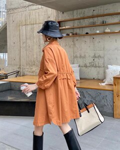 2021秋季新款九分袖风衣衬衫外套薄款连衣裙图片