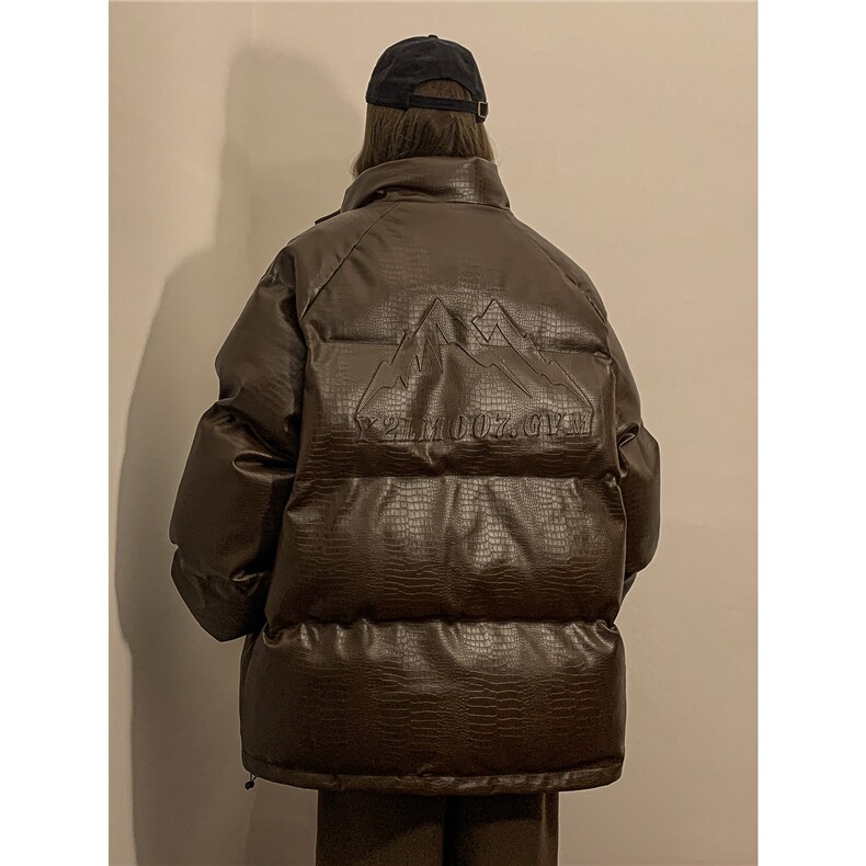 中性风暖灯鳄鱼纹钢印字母设计大码潮流棉衣男MY77728P128控168，男装棉衣，星座227-7