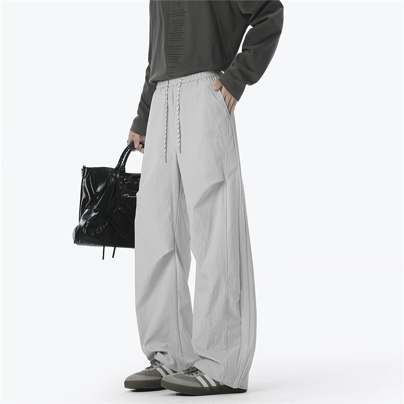 无影墙细格纹三杠织带褶皱大码M-5XL速干休闲裤CK78059P55控88，男装休闲裤，星座227-7