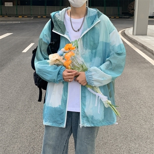 扎染防晒服男夏季薄款潮牌连帽夹克青少年户外防晒衣F0882-P38图片