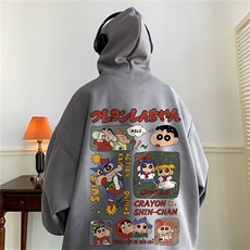 麂皮绒连帽卫衣直播品质重磅400克蜡笔小新印花JL7102-P45，男装卫衣，星座508（原C305）
