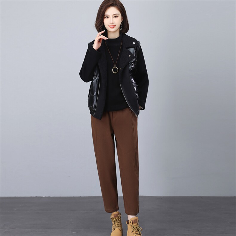 三年不下架2024年时尚新款冬装三件套卫衣加绒加绒皮毛一体马甲女,女装套装/套裙,璐依舞