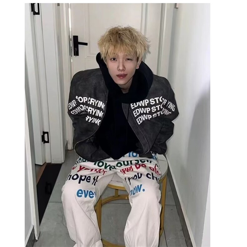 现货DRS113-特批68高货美式高街字母印花PU皮棒球服男,男装夹克,星座603-2