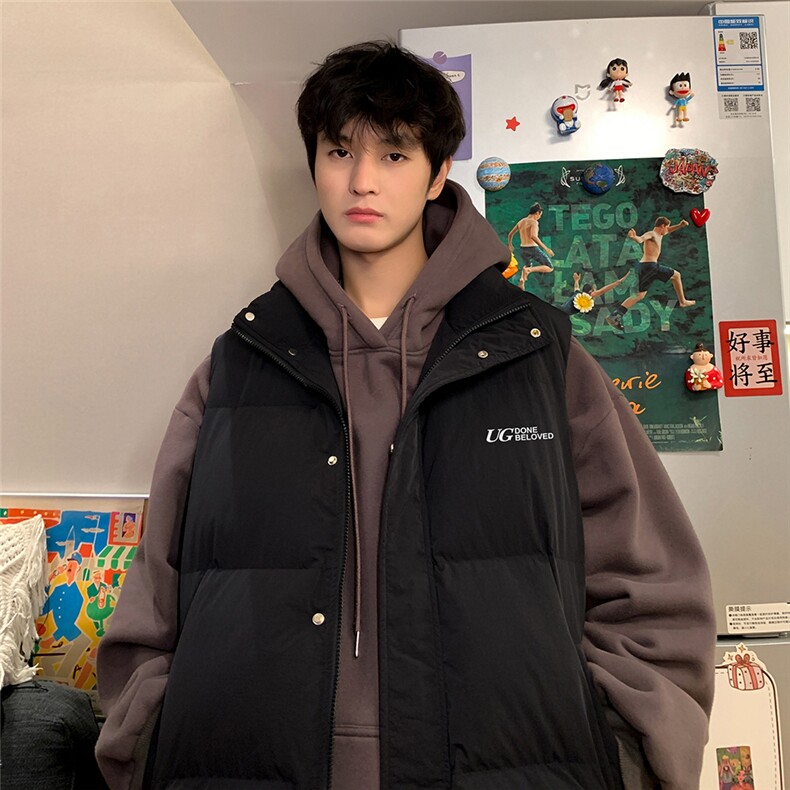 港风冬款休闲字母印花休闲立领羽绒马甲A247-MJ828特批115控168,男装背心/马甲,电商A247