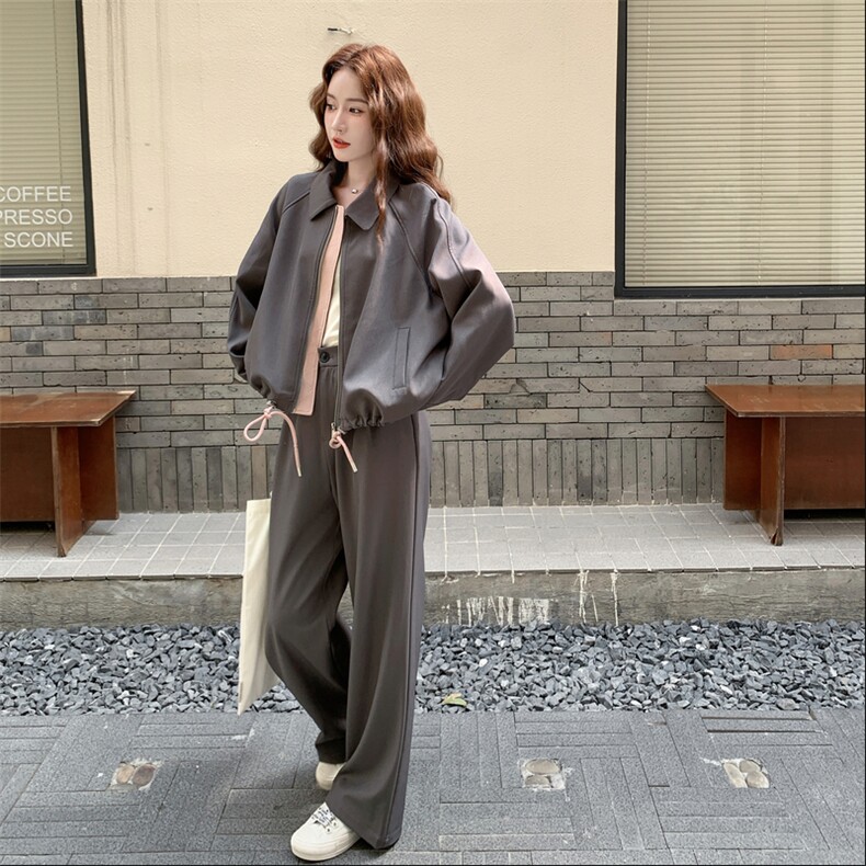 现 货    拼色短外套阔腿裤套装8852P185K278图片