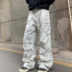 秋季迷彩多口袋工装裤男宽松复古机能高街阔腿休闲长裤L83588-P60图片