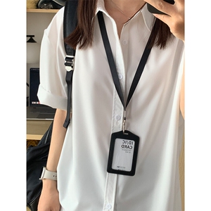 薄款冰丝短袖衬衫男简约纯色垂感休闲痞帅衬衣 CS288-P20图片
