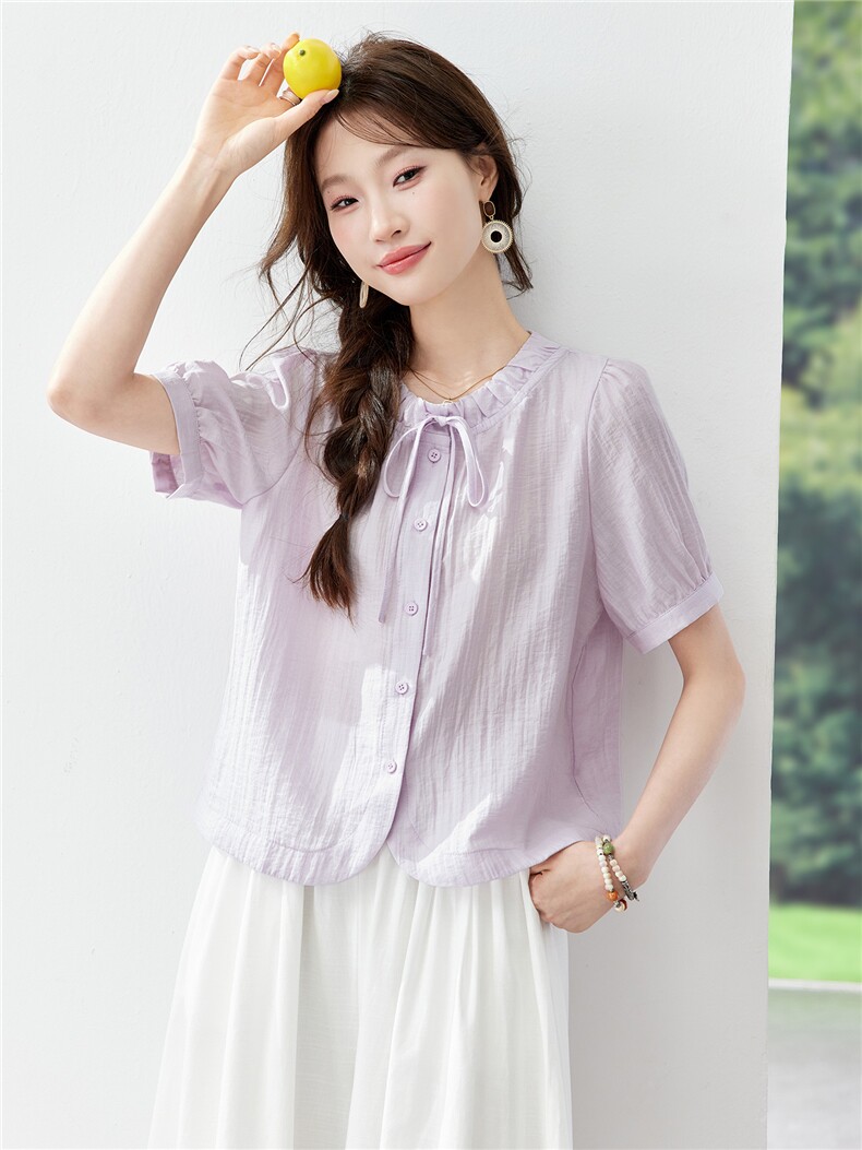 现货2026夏装新款修身透气亲肤女士衬衣,女装衬衫,木子恋