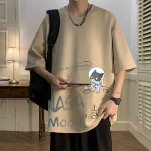 NASA联名同款麂皮绒短袖t恤男大码半袖男 JD82187-P25图片