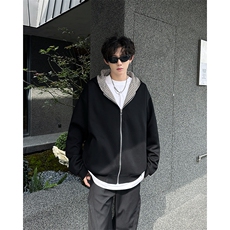双面穿千鸟格拉链连帽卫衣外套男女秋冬宽松休闲上衣WY0761-P68，男装卫衣，星座308B-1