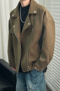 现货毛呢大衣外套男短款宽松休闲翻领夹克港风A351-A113-P110图片