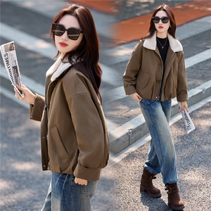 秋冬夹棉外套女2025新款绝美巨好看的韩系休闲短款chic毛领派克服图片