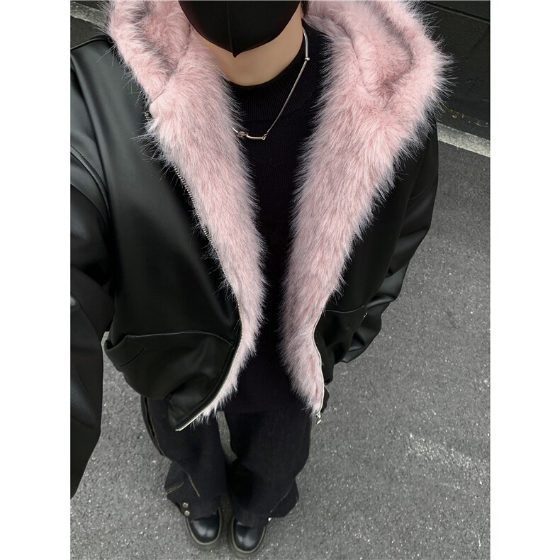 冬季美式高街pu皮棉服毛领座山雕连帽棉衣外套宽松加厚棉袄潮p105,男装棉衣,电商C307
