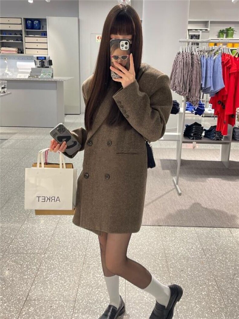 西装毛呢大衣女秋冬2025新款高级感短款外套呢子赫本风606p90k158,女装毛呢外套,浙宝318