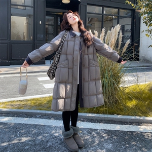 新品 灯芯绒翻领长款羽绒服50白鸭绒2C271-9578-P335-K468图片