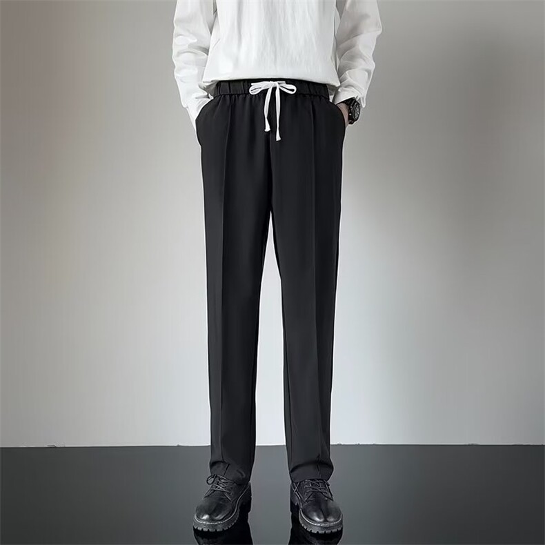 冰丝垂感阔腿休闲西裤男夏季美式高街vibe宽松直筒长裤子CS701,男装西裤,星座1116A-2（原606A-1）