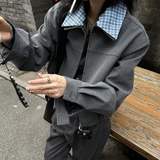 有货DJK9234-批88抖音天猫高质量假两件拼接夹克，男装夹克，星座603-2