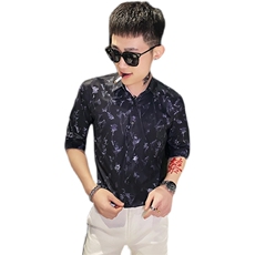 312A-106-P55新款社会小伙中袖衬衫韩版潮流男士五分袖衬衣C，男装T恤，星座312A-5