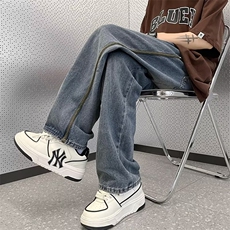 美式vibe裤子高街水洗牛仔裤男设计感小众拉链裤N7196P40，男装牛仔裤，星座1116-2