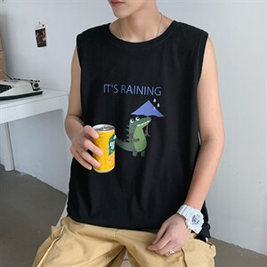 ！2023春夏新款男士百搭纯棉背心学生宽松坎肩上衣X01特P20图片