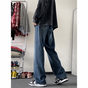 春秋季新款牛仔裤男阔腿裤潮流宽松直筒长裤子N21-P45图片