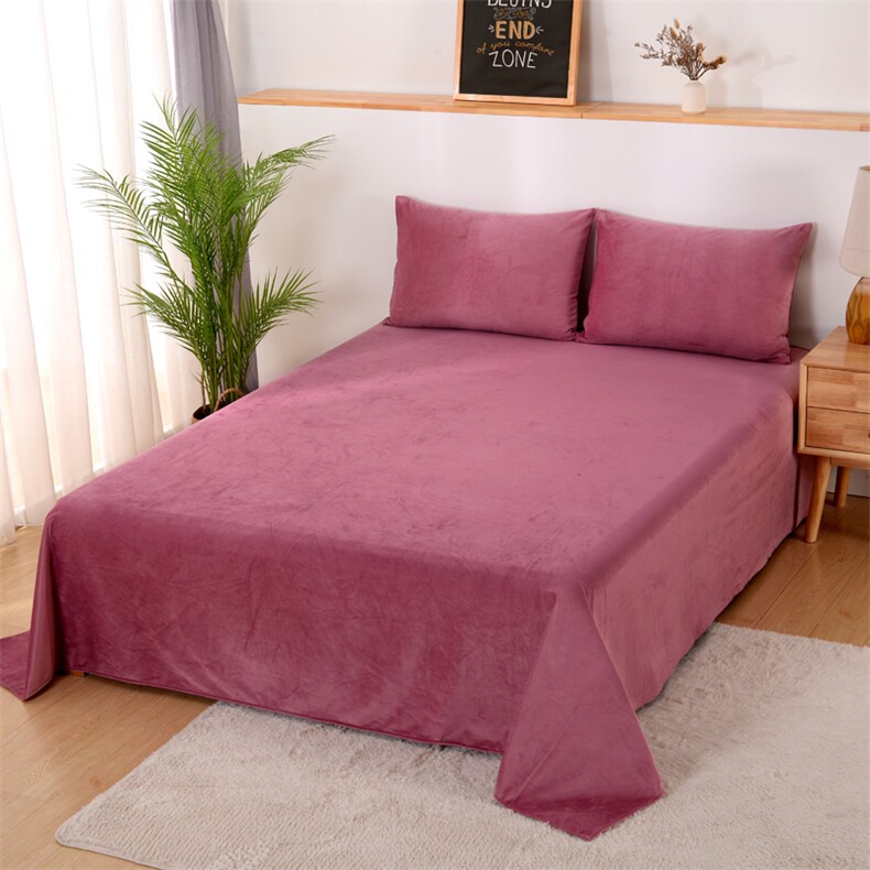 新款纯色水晶绒直角单品床单，床品套件，一起卖家纺