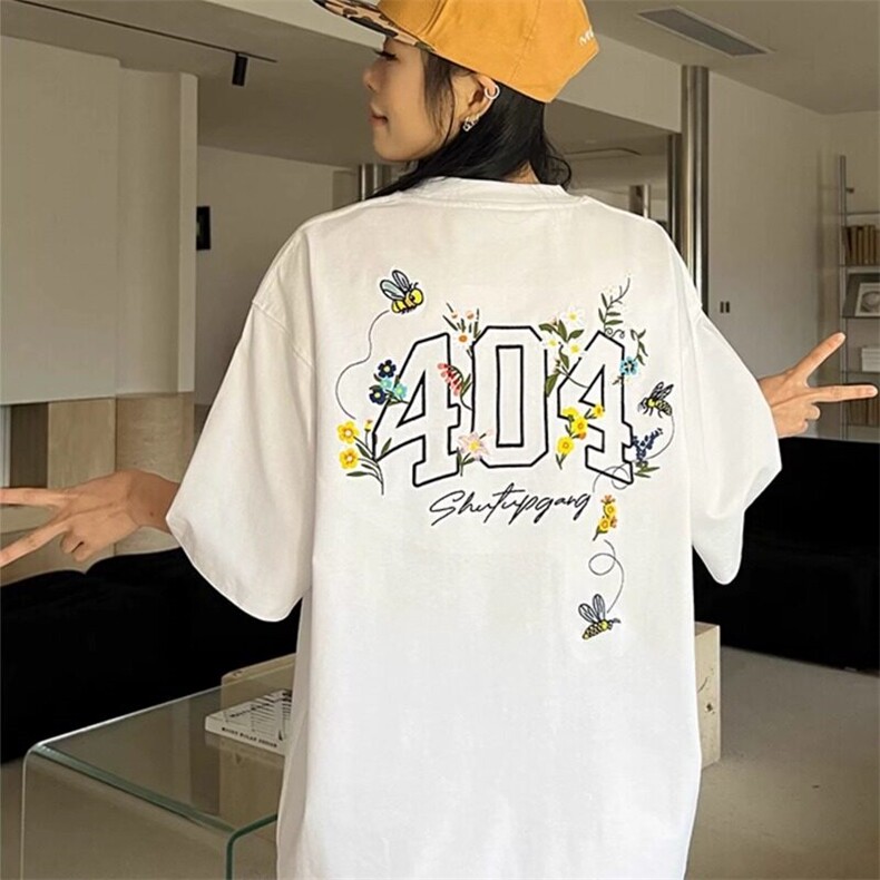 网图现货美式复古刺绣圆领宽松潮流T恤男女8150/特P30,男装T恤,星座205-3